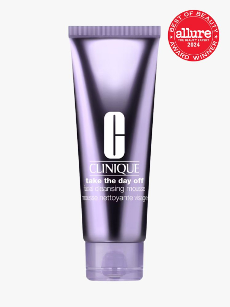 cleanser in branded purple tube with cap on light gray background&nbsp;with red and white 2024 allure best of beauty seal
